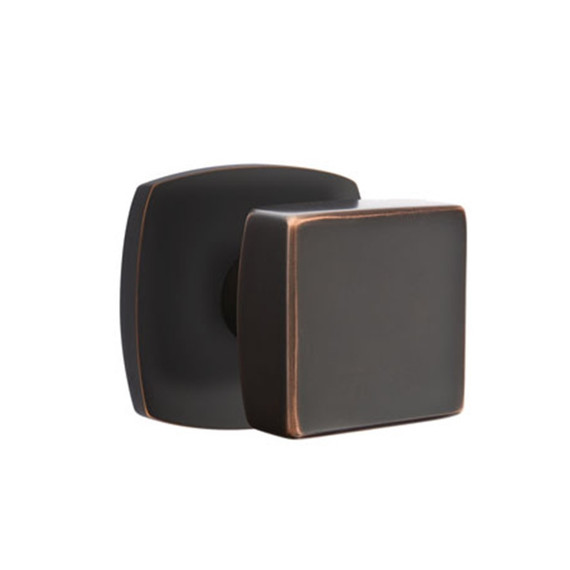 Emtek 5326-SQU-US10B Square Door Knob Privacy Set With Urban Modern Rosette Oil Rubbed Bronze
