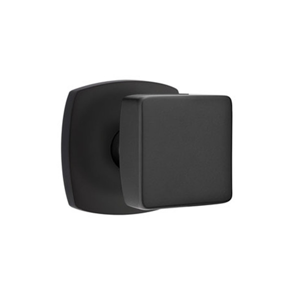Emtek 5326-SQU-US19 Square Door Knob Privacy Set With Urban Modern Rosette Flat Black