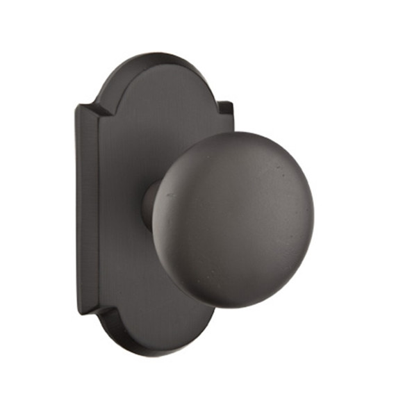 Emtek 7108-WC-FB Winchester Sandcast Bronze Door Knob Passage Set With #1 Rosette Flat Black