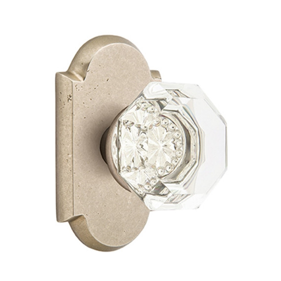 Emtek 7058-OT-TWB Old Town Clear Crystal Door Knob Dummy Set With Sandcast Bronze #1 Rosette Tumbled White Bronze