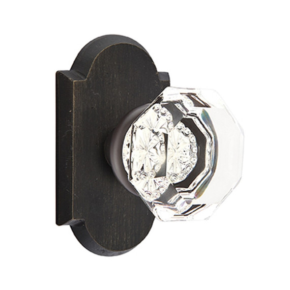 Emtek 7108-OT-MB Old Town Clear Crystal Door Knob Passage Set With Sandcast Bronze #1 Rosette Medium Bronze