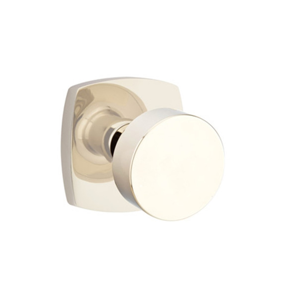 Emtek 5306-ROU-US14 Round Door Knob Dummy Set With Urban Modern Rosette Polished Nickel