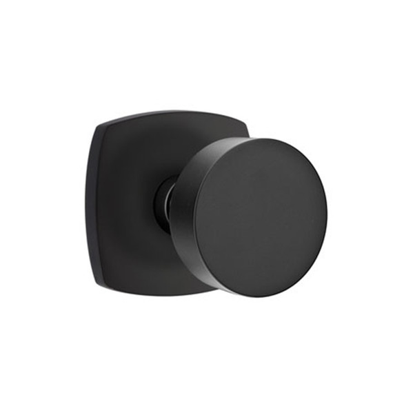 Emtek 5306-ROU-US19 Round Door Knob Dummy Set With Urban Modern Rosette Flat Black