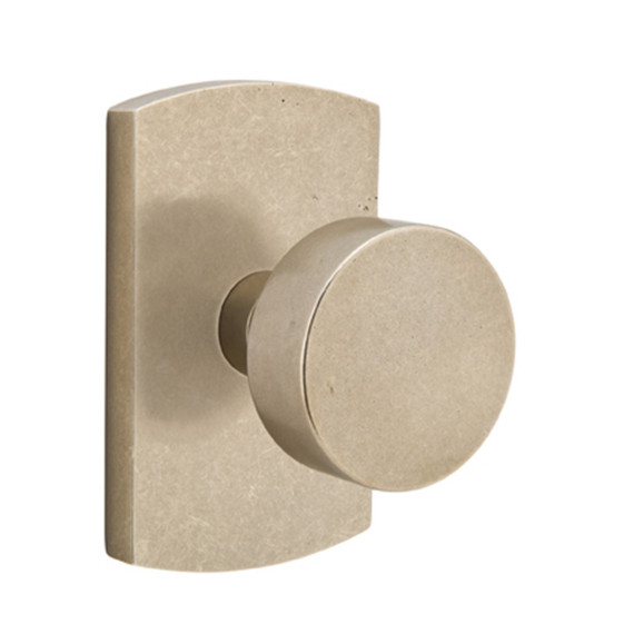 Emtek 7050-BZRN-TWB Round Sandcast Bronze Door Knob Dummy Set With #4 Rosette Tumbled White Bronze