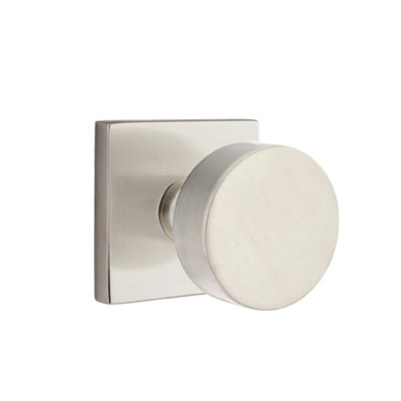 Emtek 5110-ROU-US15 Round Door Knob Passage Set With Square Rosette Satin Nickel
