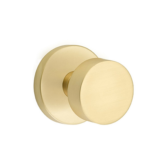 Emtek 5209-ROU-US4 Round Door Knob Privacy Set With Disk Rosette Satin Brass