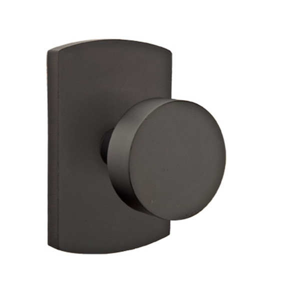 Emtek 7200-BZRN-FB Round Sandcast Bronze Door Knob Privacy Set With #4 Rosette Flat Black Bronze