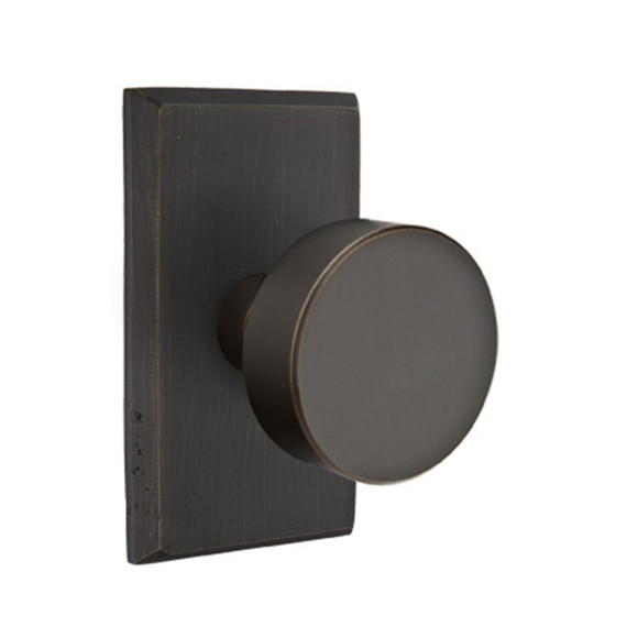 Emtek 7204-BZRN-MB Round Sandcast Bronze Door Knob Privacy Set With #3 Rosette Medium Bronze