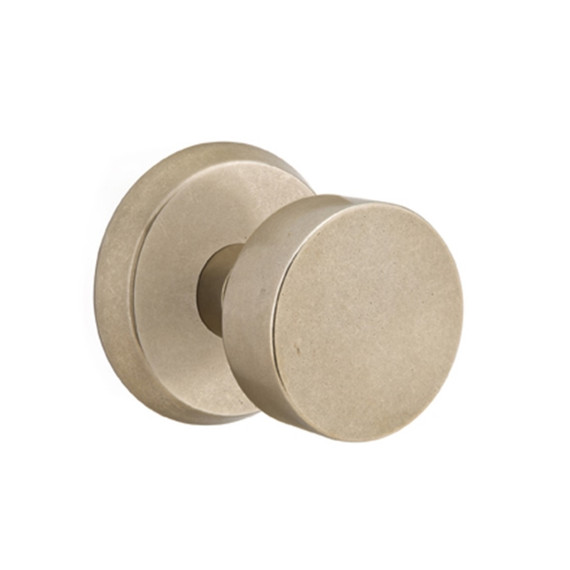 Emtek 7206-BZRN-TWB Round Sandcast Bronze Door Knob Privacy Set With #2 Rosette Tumbled White Bronze