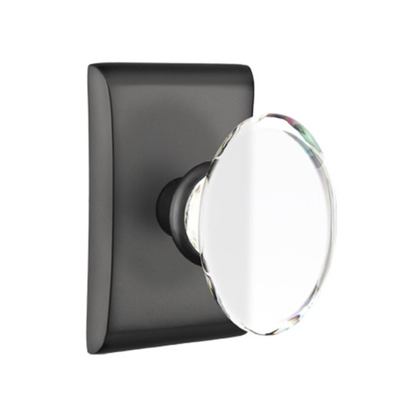 Emtek 5051-HT-US19 Hampton Door Knob Dummy Set With Neos Rosette Flat Black