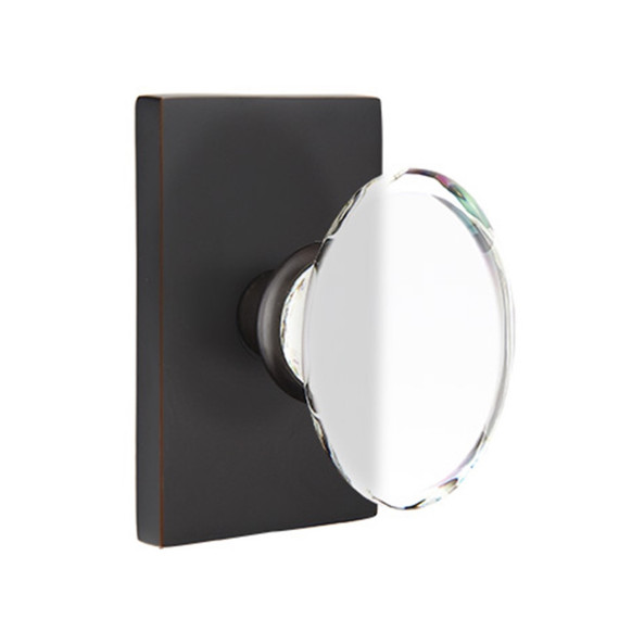 Emtek 5052-HT-US10B Hampton Door Knob Dummy Set With Modern Rectangular Rosette Oil Rubbed Bronze