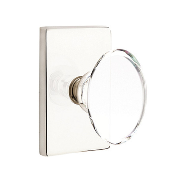 Emtek 5052-HT-US14 Hampton Door Knob Dummy Set With Modern Rectangular Rosette Polished Nickel