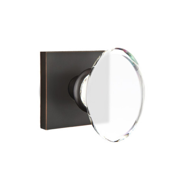 Emtek 5110-HT-US10B Hampton Door Knob Passage Set With Square Rosette Oil Rubbed Bronze