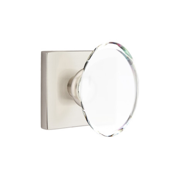 Emtek 5110-HT-US15 Hampton Door Knob Passage Set With Square Rosette Satin Nickel