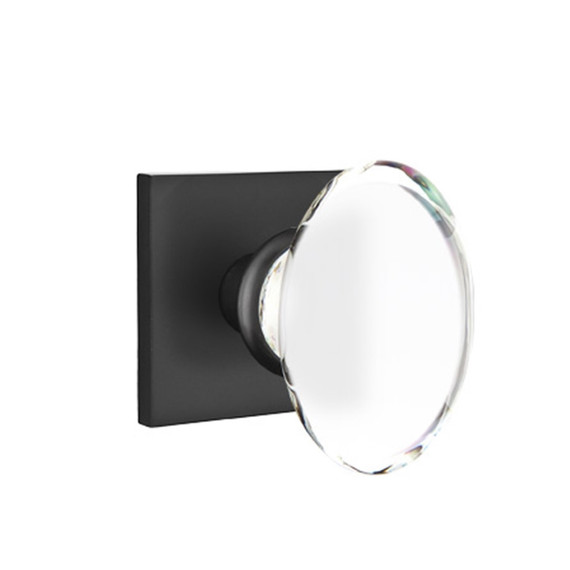 Emtek 5110-HT-US19 Hampton Door Knob Passage Set With Square Rosette Flat Black