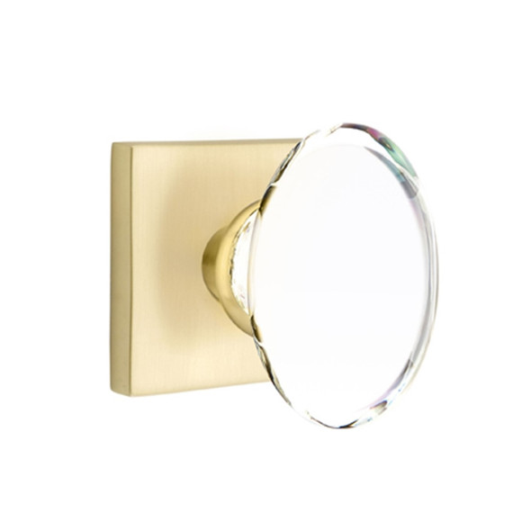 Emtek 5110-HT-US4 Hampton Door Knob Passage Set With Square Rosette Satin Brass
