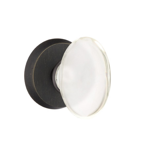 Emtek 7206-HT-MB Hampton Crystal Door Knob Privacy Set With Sandcast Bronze #2 Rosette Medium Bronze