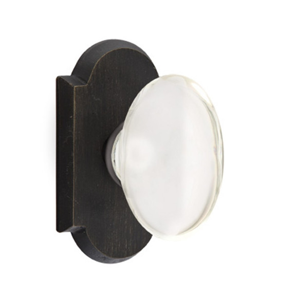 Emtek 7208-HT-MB Hampton Crystal Door Knob Privacy Set With Sandcast Bronze #1 Rosette Medium Bronze