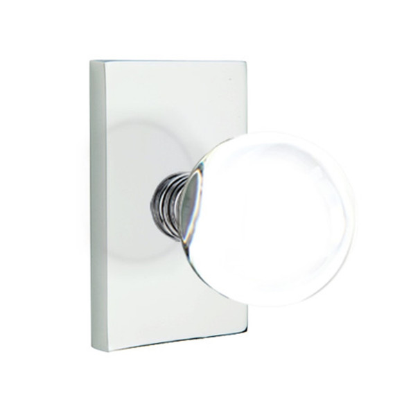 Emtek 5052-BL-US26 Bristol Door Knob Dummy Set With Modern Rectangular Rosette Polished Chrome