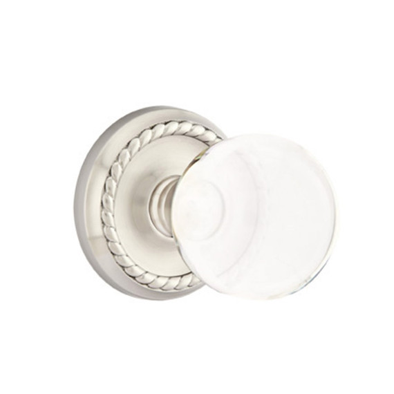 Emtek 8051-BL-US15 Bristol Crystal Door Knob Dummy Set With Rope Rosette Satin Nickel
