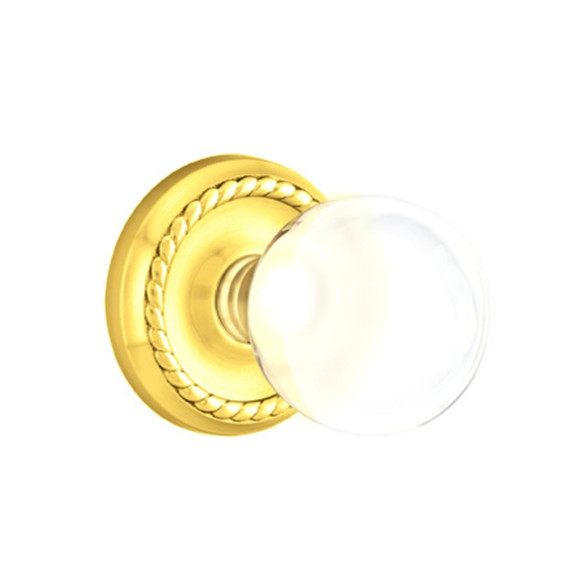 Emtek 8051-BL-US3 Bristol Crystal Door Knob Dummy Set With Rope Rosette Polished Brass