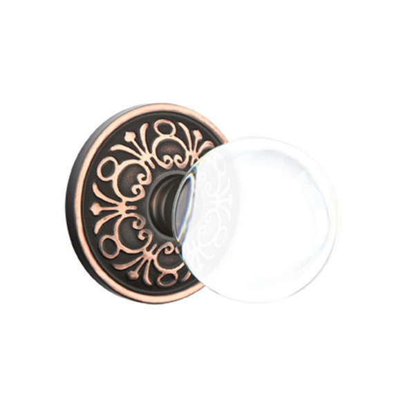 Emtek 8056-BL-US10B Bristol Crystal Door Knob Dummy Set With Lancaster Rosette Oil Rubbed Bronze