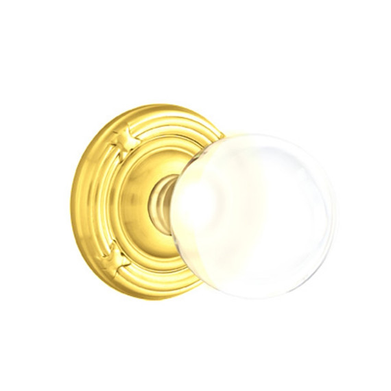 Emtek 8057-BL-US3 Bristol Crystal Door Knob Dummy Set With Ribbon & Reed Rosette Polished Brass