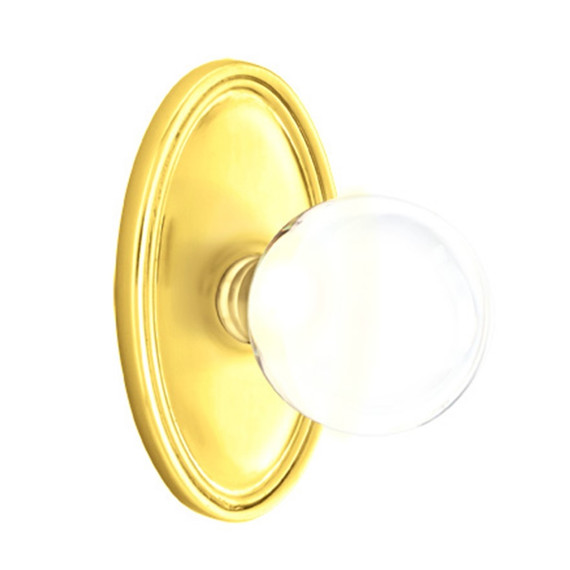 Emtek 8520-BL-US3 Bristol Crystal Door Knob Dummy Set With Oval Rosette Polished Brass