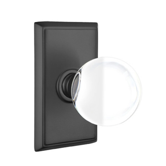 Emtek 8521-BL-US19 Bristol Crystal Door Knob Dummy Set With Rectangular Rosette Flat Black