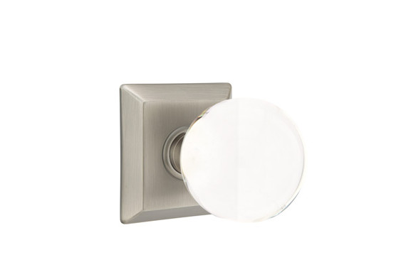 Emtek 8531-BL-US15A Bristol Crystal Door Knob Dummy Set With Quincy Rosette Pewter