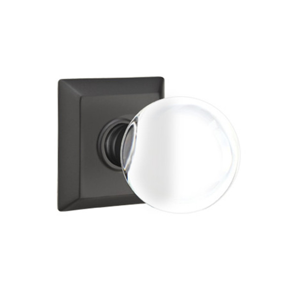 Emtek 8531-BL-US19 Bristol Crystal Door Knob Dummy Set With Quincy Rosette Flat Black
