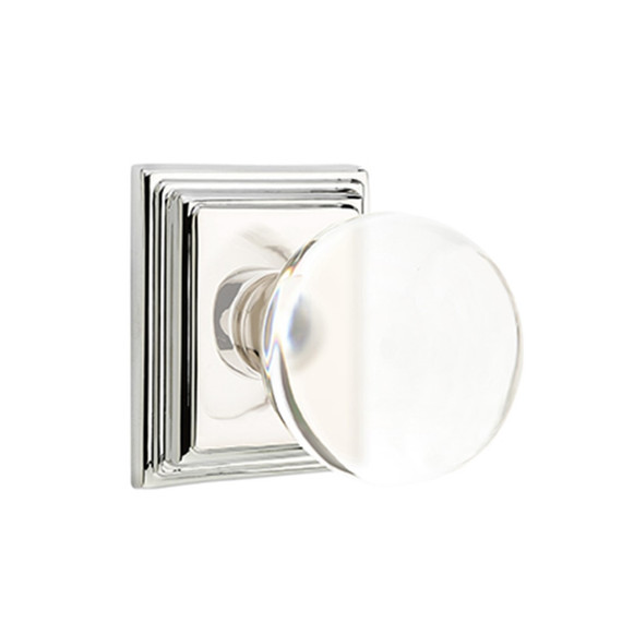 Emtek 8561-BL-US14 Bristol Crystal Door Knob Dummy Set With Wilshire Rosette Polished Nickel