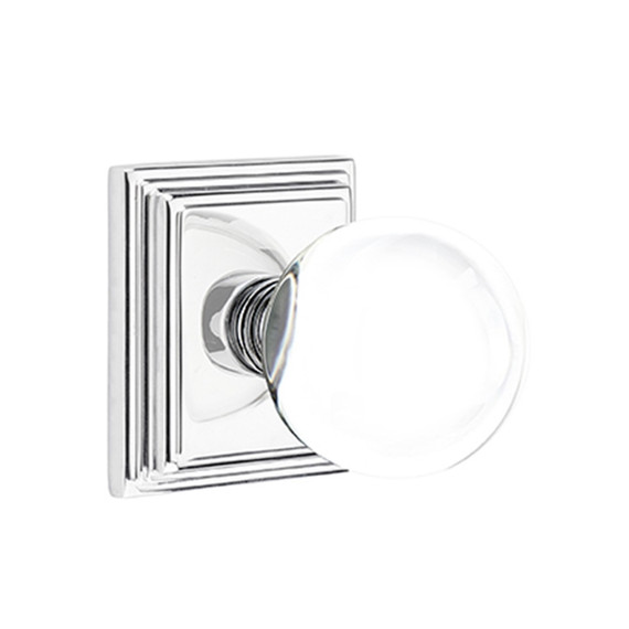 Emtek 8561-BL-US26 Bristol Crystal Door Knob Dummy Set With Wilshire Rosette Polished Chrome