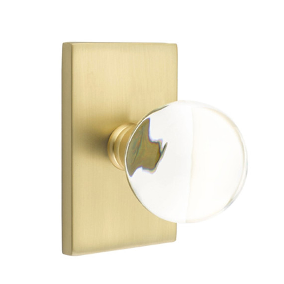 Emtek 5212-BL-US4 Bristol Door Knob Privacy Set With Modern Rectangular Rosette Satin Brass