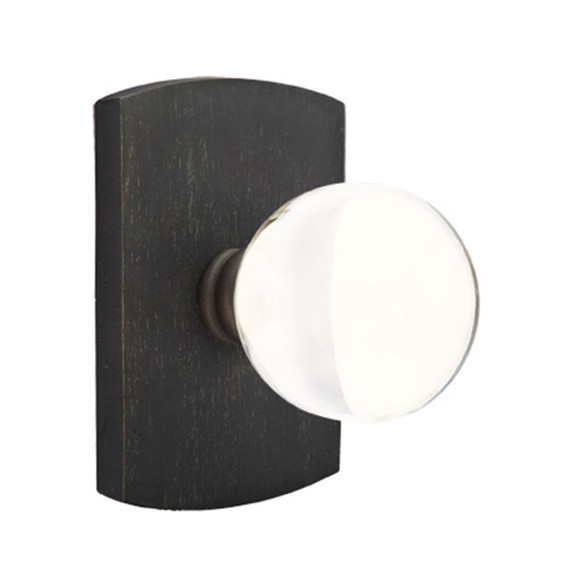 Emtek 7100-BL-MB Bristol Crystal Door Knob Passage Set With Sandcast Bronze #4 Rosette Medium Bronze