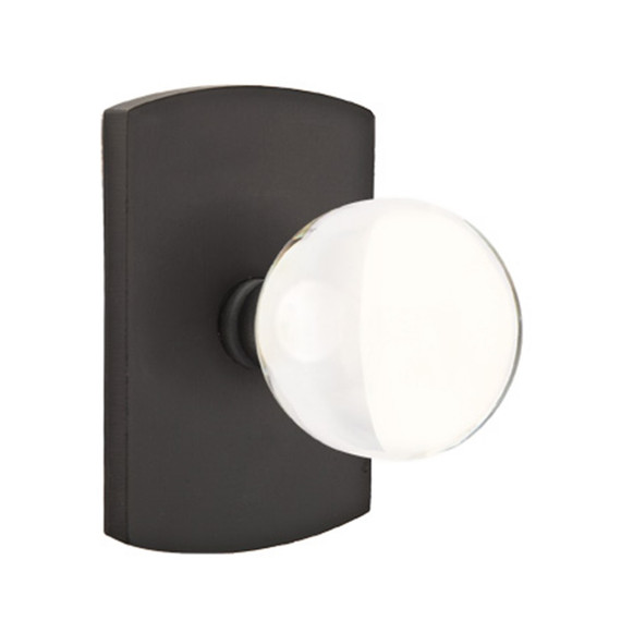 Emtek 7200-BL-FB Bristol Crystal Door Knob Privacy Set With Sandcast Bronze #4 Rosette Flat Black