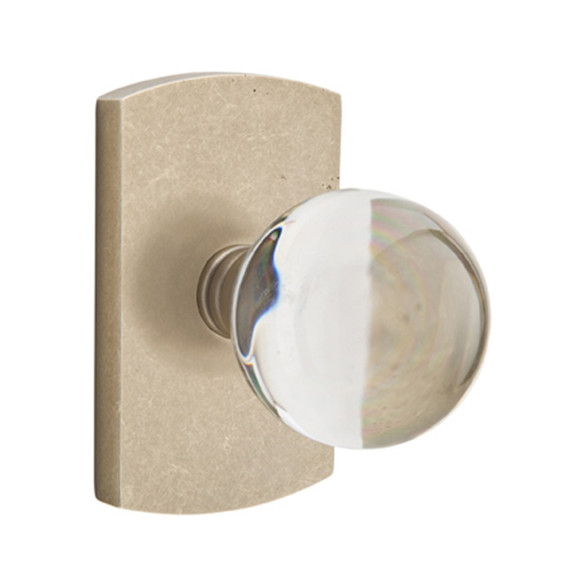 Emtek 7200-BL-TWB Bristol Crystal Door Knob Privacy Set With Sandcast Bronze #4 Rosette Tumbled White Bronze
