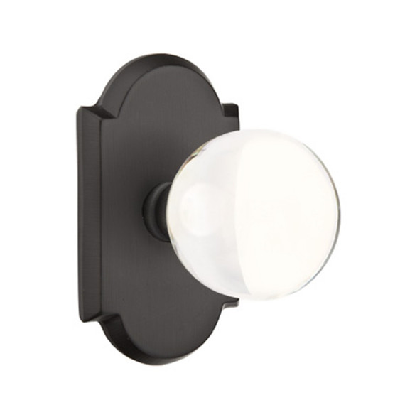 Emtek 7208-BL-FB Bristol Crystal Door Knob Privacy Set With Sandcast Bronze #1 Rosette Flat Black