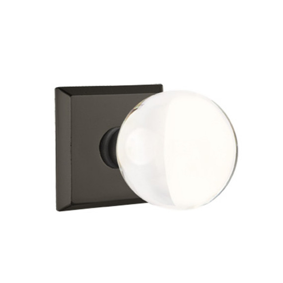 Emtek 7211-BL-FB Bristol Crystal Door Knob Privacy Set With Sandcast Bronze #6 Rosette Flat Black
