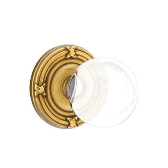 Emtek 8107-BL-US7 Bristol Crystal Door Knob Passage Set With Ribbon & Reed Rosette French Antique