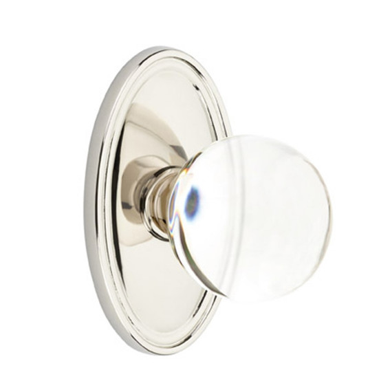 Emtek 8120-BL-US14 Bristol Crystal Door Knob Passage Set With Oval Rosette Polished Nickel