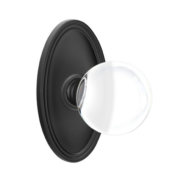 Emtek 8120-BL-US19 Bristol Crystal Door Knob Passage Set With Oval Rosette Flat Black