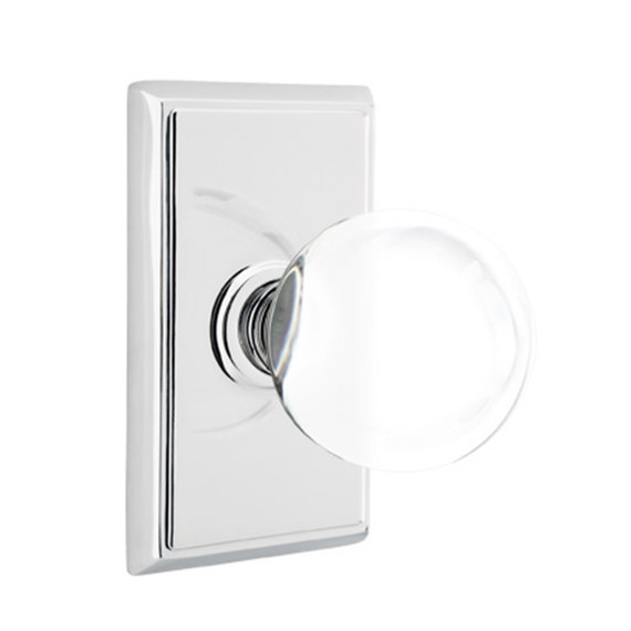 Emtek 8121-BL-US26 Bristol Crystal Door Knob Passage Set With Rectangular Rosette Polished Chrome