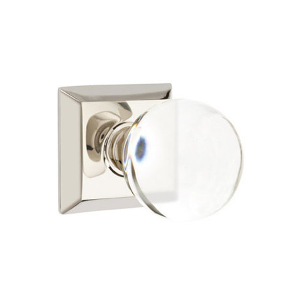 Emtek 8131-BL-US14 Bristol Crystal Door Knob Passage Set With Quincy Rosette Polished Nickel
