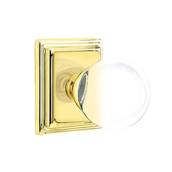 Emtek 8161-BL-US3 Bristol Crystal Door Knob Passage Set With Wilshire Rosette Polished Brass