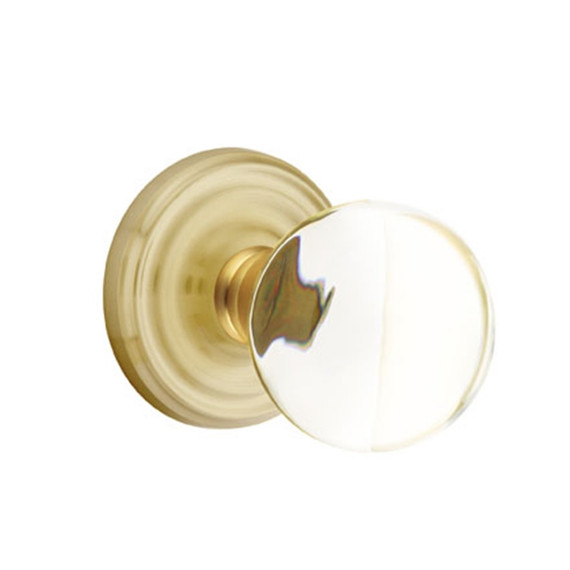 Emtek 8200-BL-US4 Bristol Crystal Door Knob Privacy Set With Regular Rosette Satin Brass