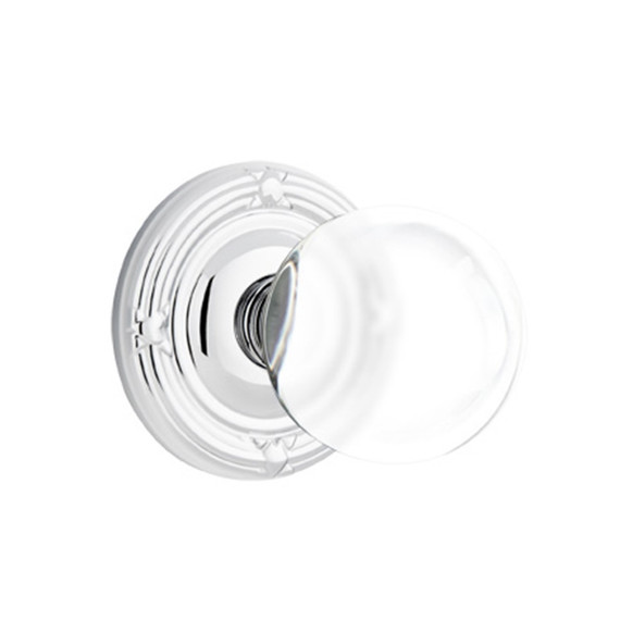 Emtek 8207-BL-US26 Bristol Crystal Door Knob Privacy Set With Ribbon & Reed Rosette Polished Chrome