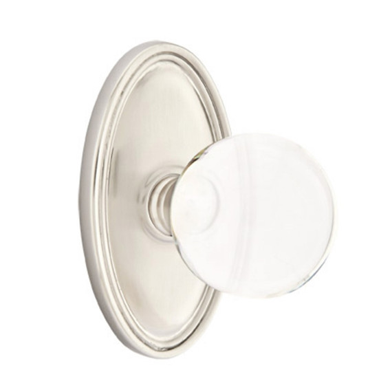 Emtek 8220-BL-US15 Bristol Crystal Door Knob Privacy Set With Oval Rosette Satin Nickel