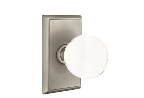 Emtek 8221-BL-US15A Bristol Crystal Door Knob Privacy Set With Rectangular Rosette Pewter