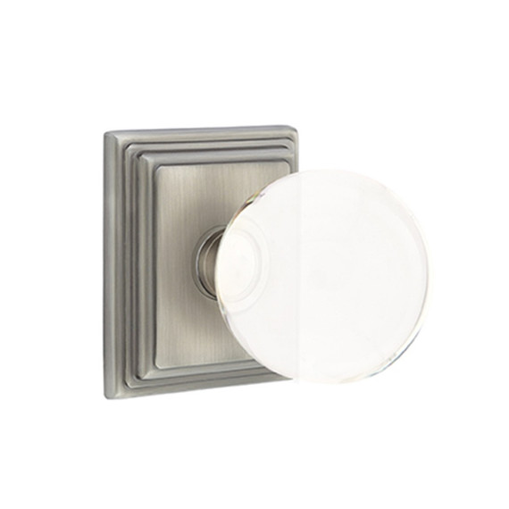 Emtek 8261-BL-US15A Bristol Crystal Door Knob Privacy Set With Wilshire Rosette Pewter